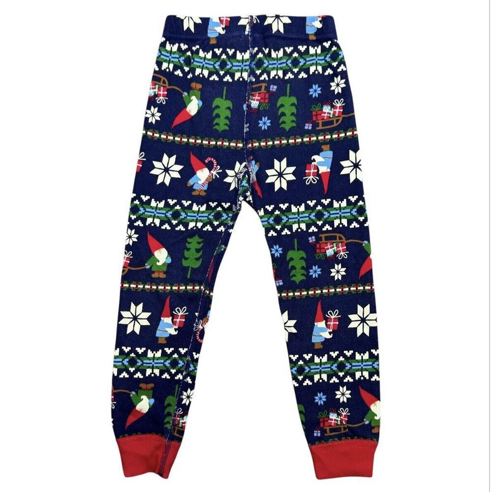 Hanna Andersson Kids Holiday Long John Pajama Set Size US 4 Blue Gnome Sweet - Picture 5 of 9
